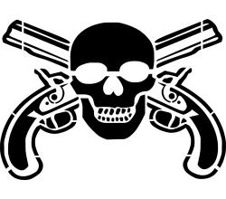 Stencil Schablone Skull and Guns
